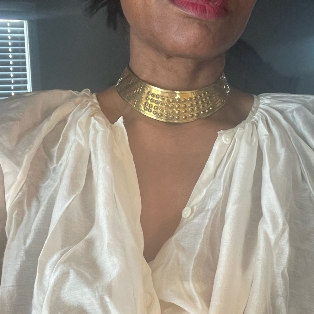 Made in India Gold Hammered Stunning Vintage Artisan Mixed Metal Choker